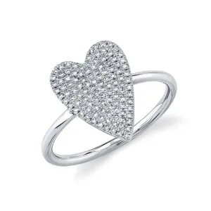 Shy Creation Small Diamond Pav Heart Ring in 14K White Gold