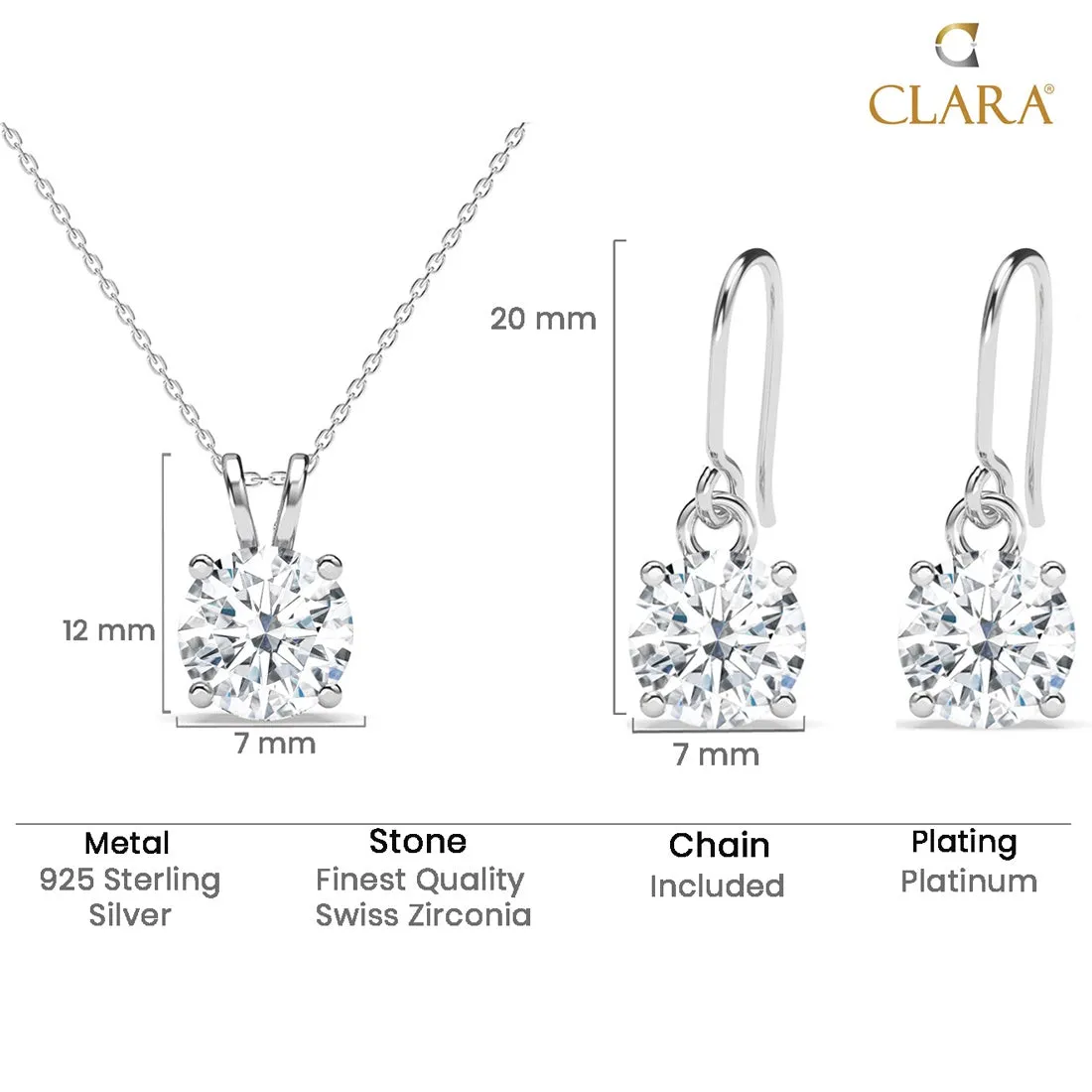 Silver Carla Solitaire Jewellery Set