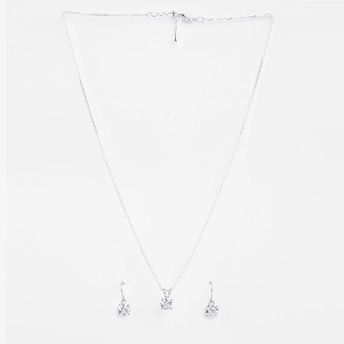 Silver Carla Solitaire Jewellery Set
