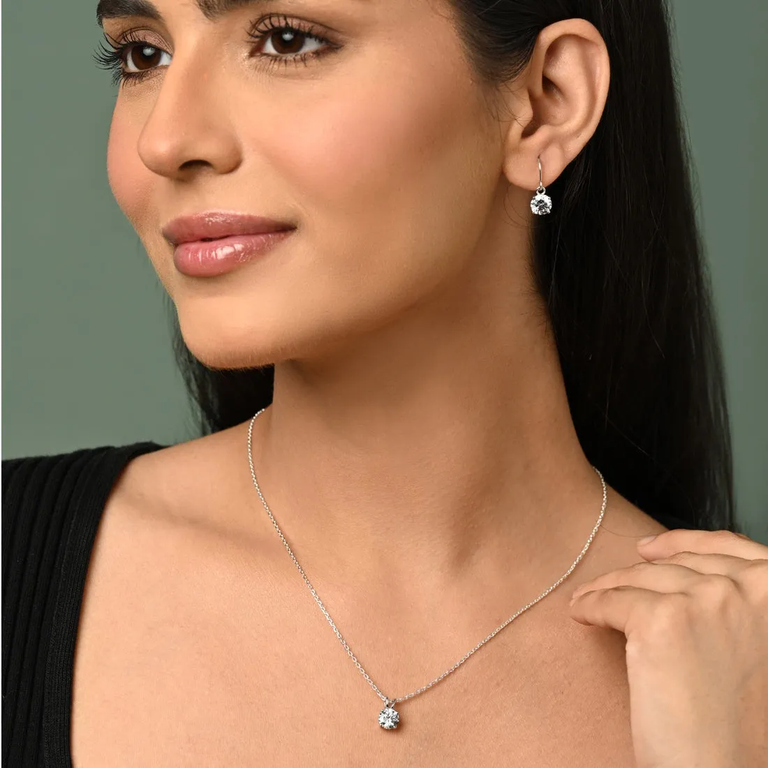 Silver Carla Solitaire Jewellery Set