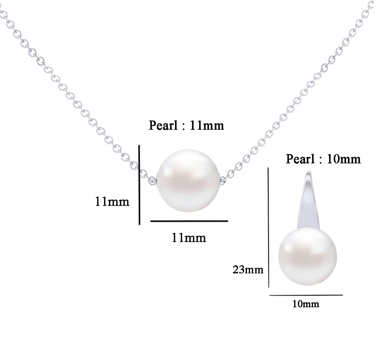 Silver Classic Pearl Jewellery Set
