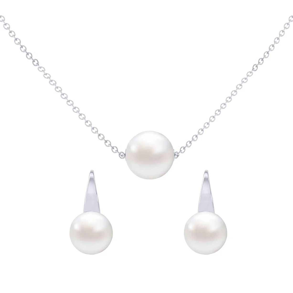 Silver Classic Pearl Jewellery Set