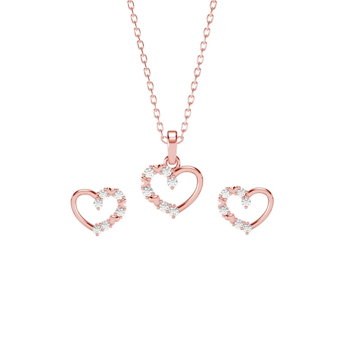 Silver Valentine Heart Jewellery Set