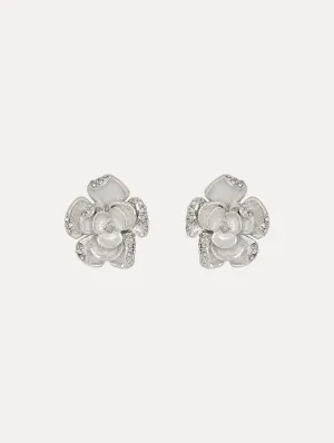 Small Pav?? Rose Earrings
