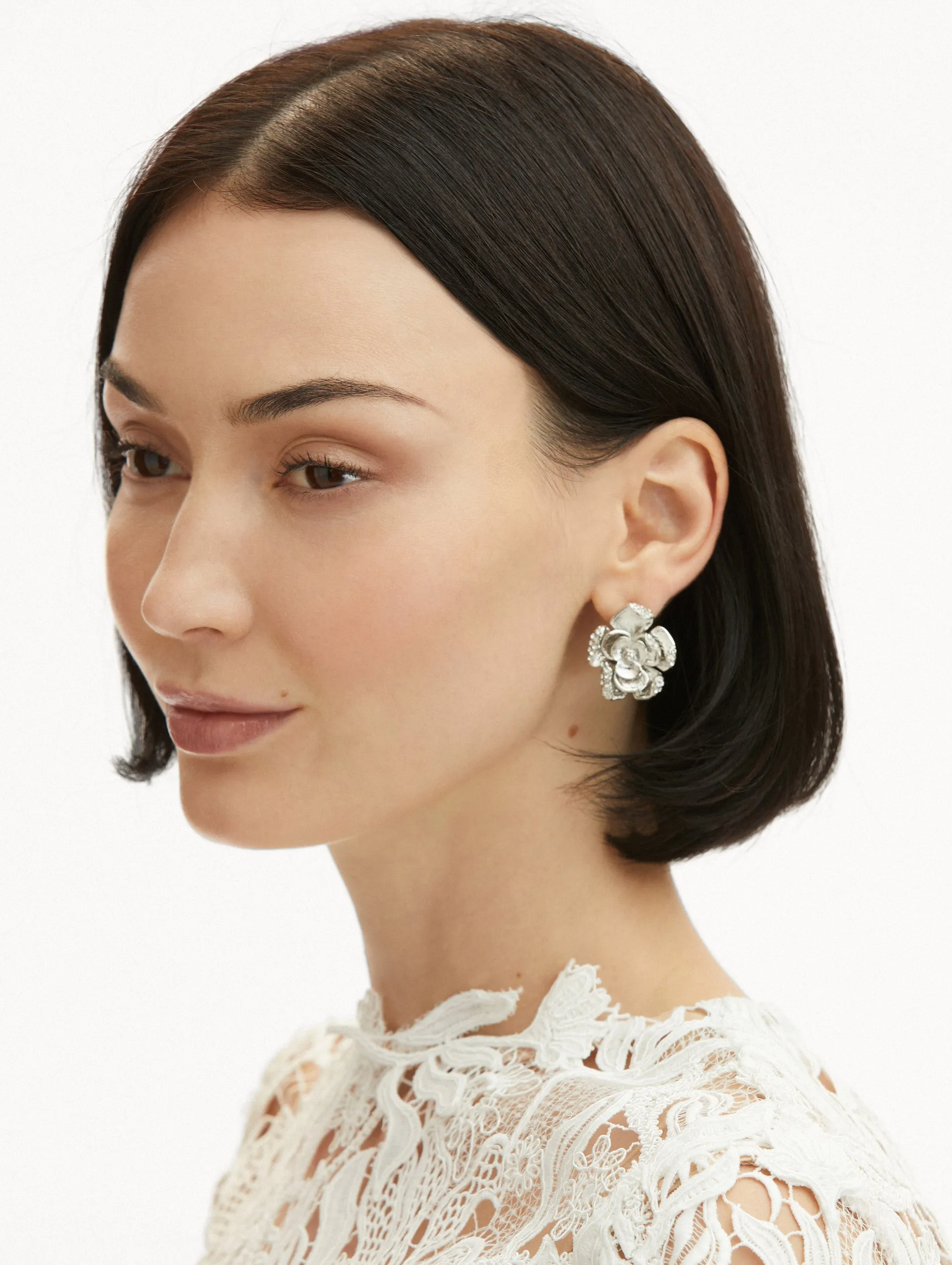 Small Pav?? Rose Earrings