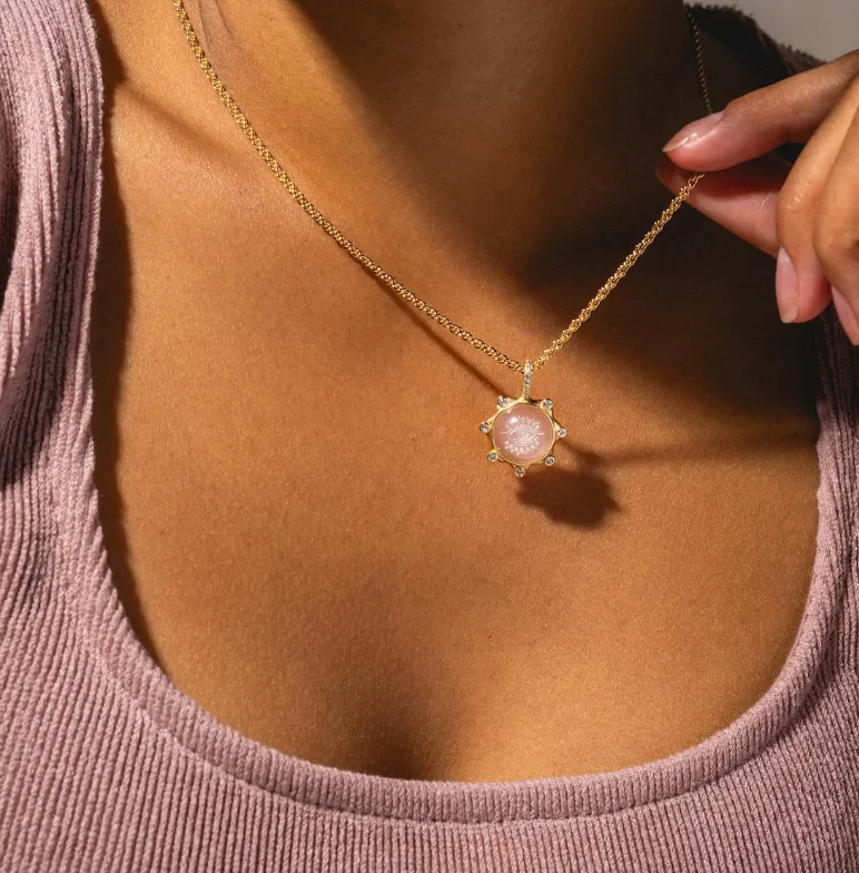 Solis Pendant Necklace in Pink Quartz