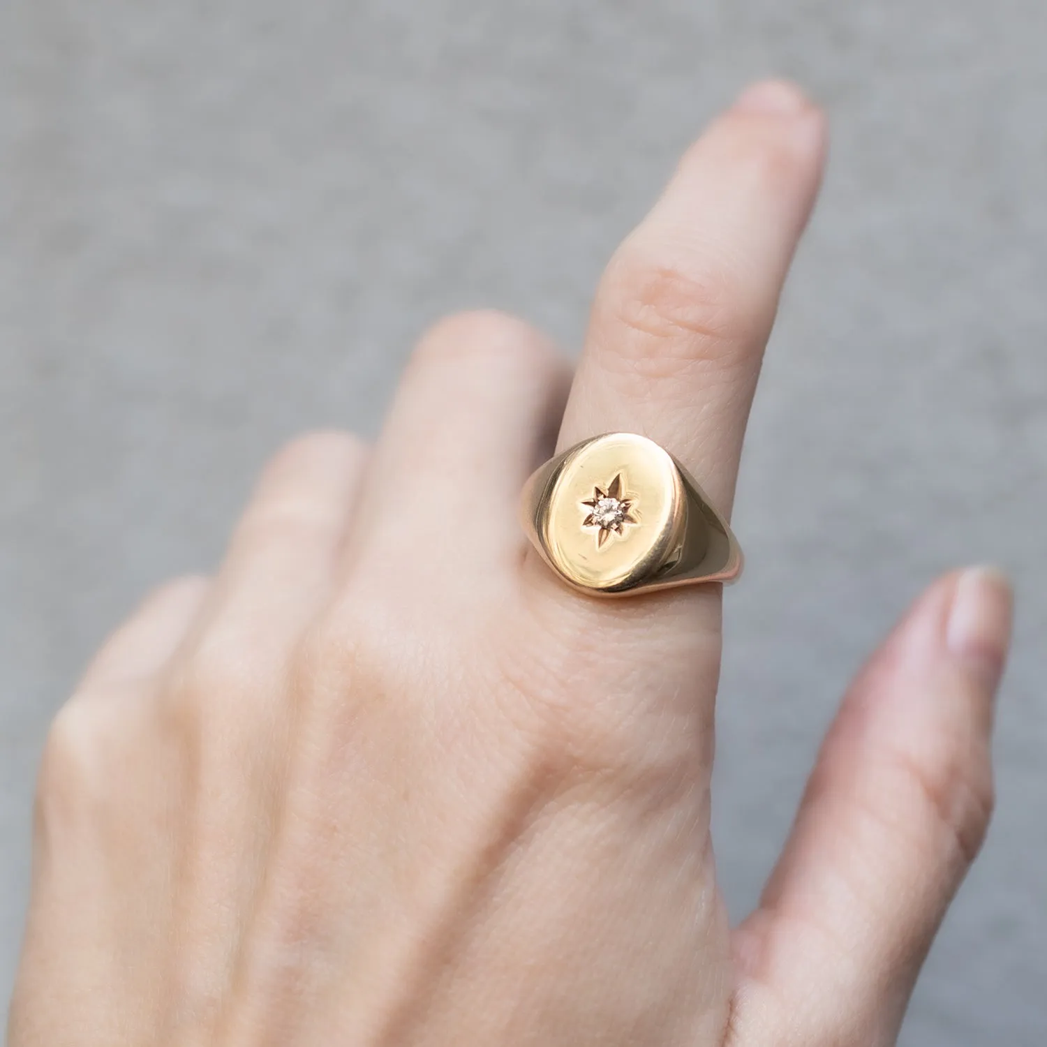 Star Diamond Signet Ring