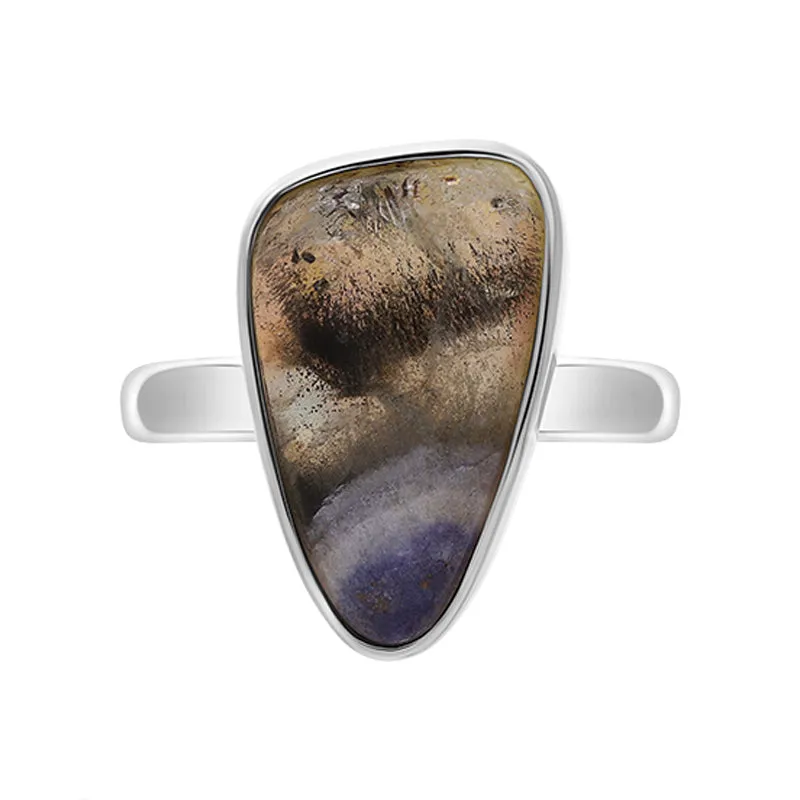 Sterling Silver Blue John Abstract Curved Triangle Shaped Ring D