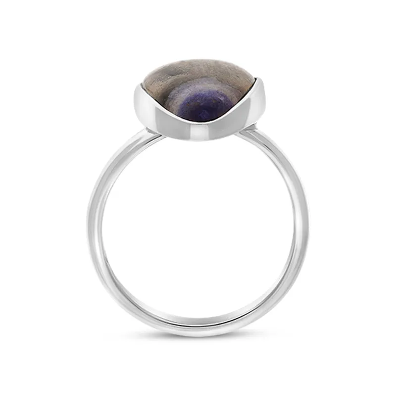 Sterling Silver Blue John Abstract Curved Triangle Shaped Ring D