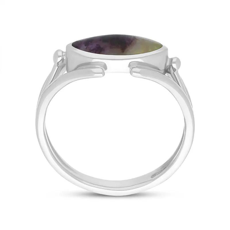 Sterling Silver Blue John Marquise Open Shank Ring