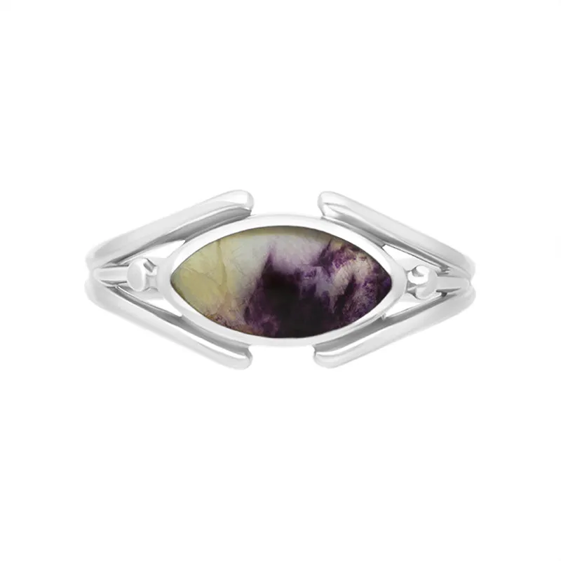 Sterling Silver Blue John Marquise Open Shank Ring