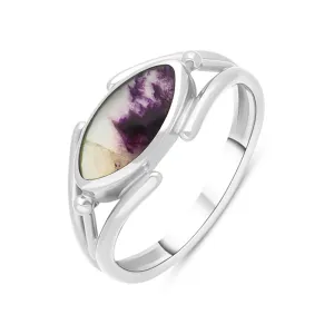 Sterling Silver Blue John Marquise Open Shank Ring