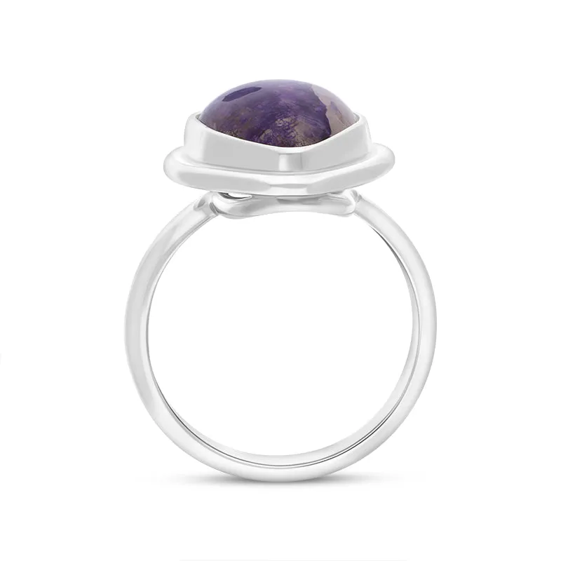 Sterling Silver Blue John Marquise Solid Edge Doublet Ring D