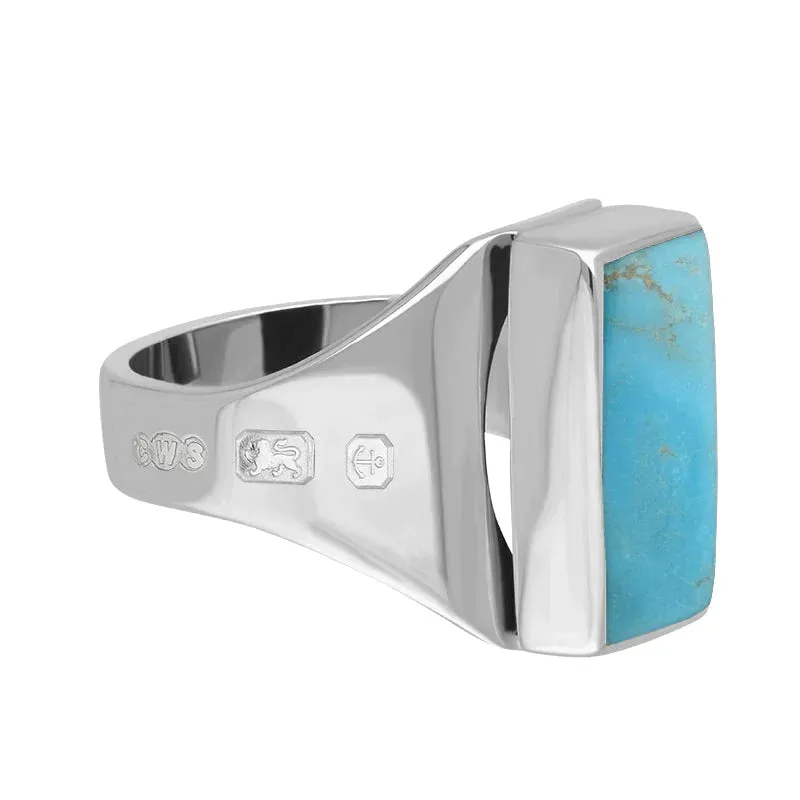 Sterling Silver Turquoise King's Coronation Hallmark Small Oblong Ring D