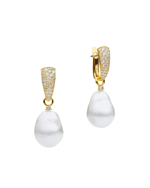 Super Pav?? Diamond Pearls My Way Earrings | 14mm Baroque Pearls, Diamonds, and Yellow Gold