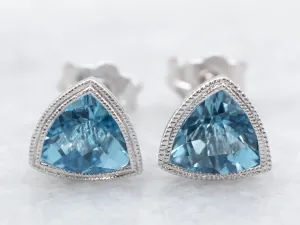 Swiss Blue Topaz Stud Earrings