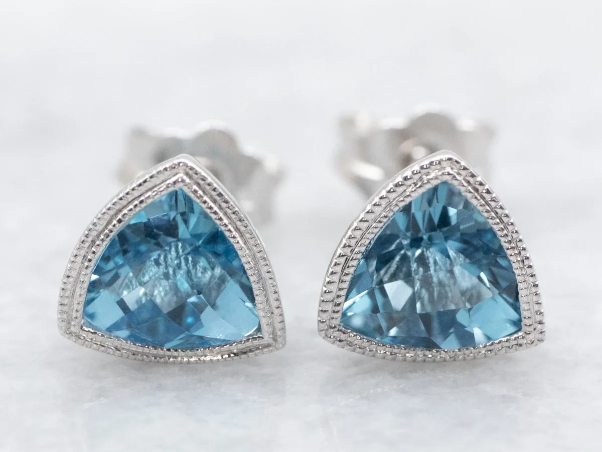 Swiss Blue Topaz Stud Earrings