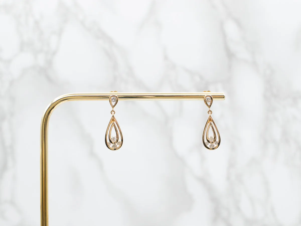Teardrop Shaped Diamond Drop Earrings