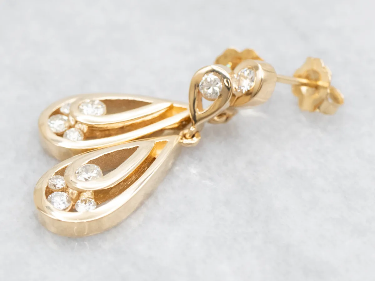 Teardrop Shaped Diamond Drop Earrings