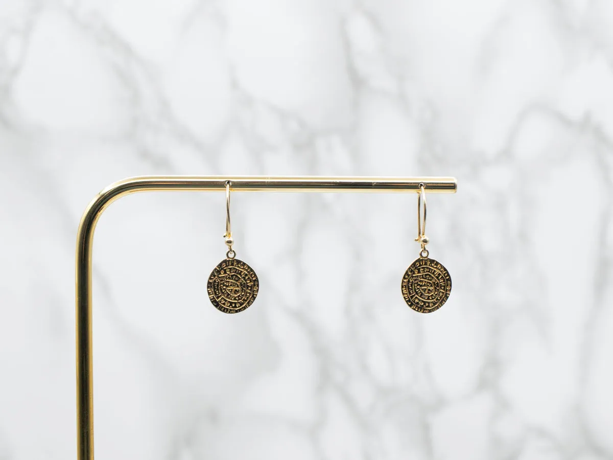 Textured Disc Drop Earrings