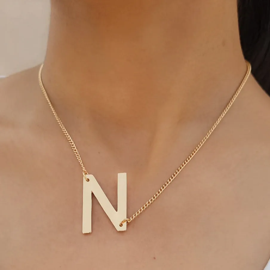 TFC Letter N Gold Plated Pendant Necklace