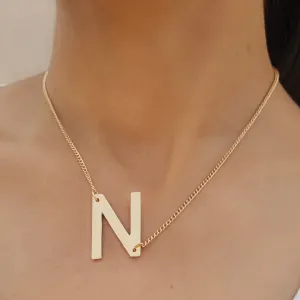 TFC Letter N Gold Plated Pendant Necklace