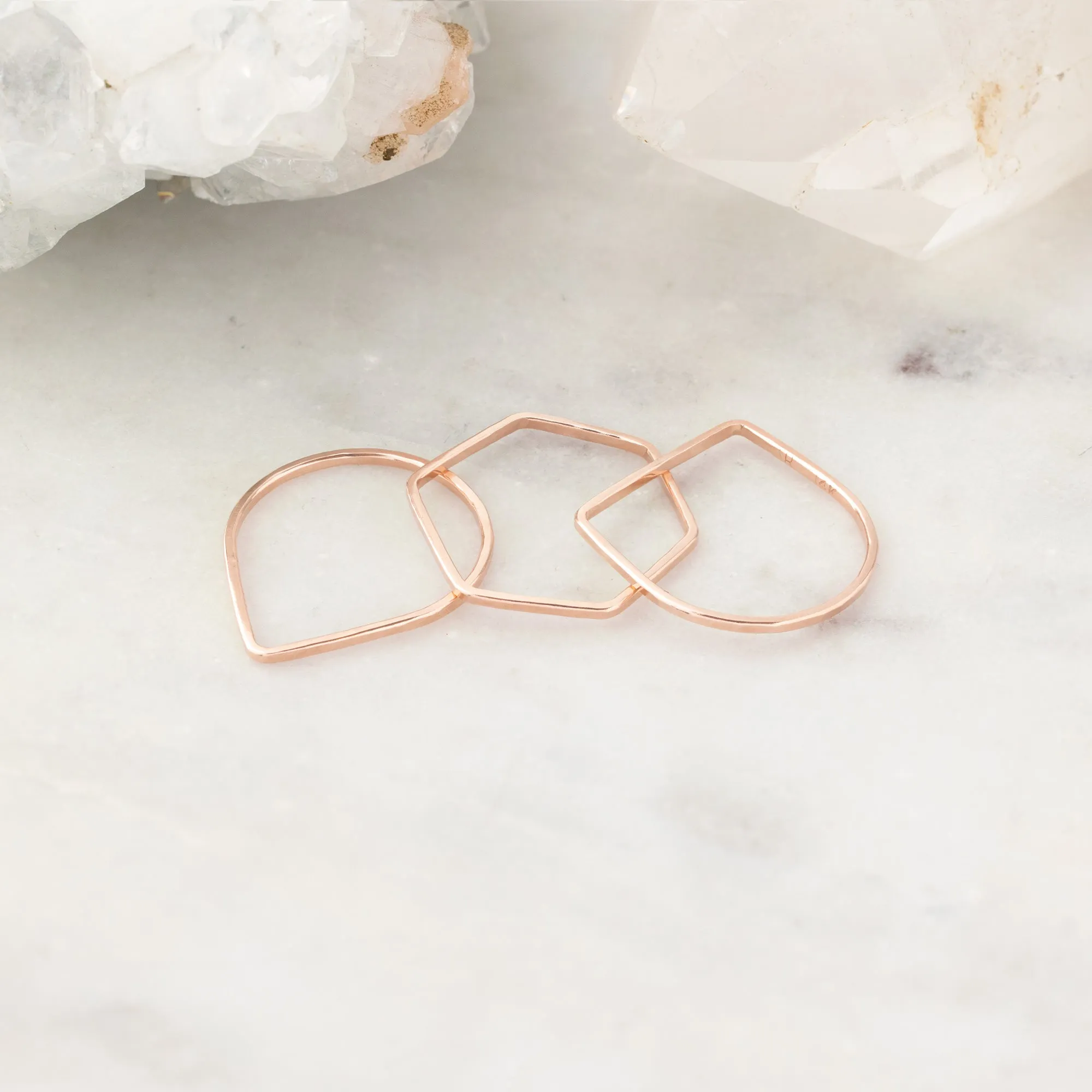 The Hex Stacking Ring | Yellow, Rose or Sterling Silver