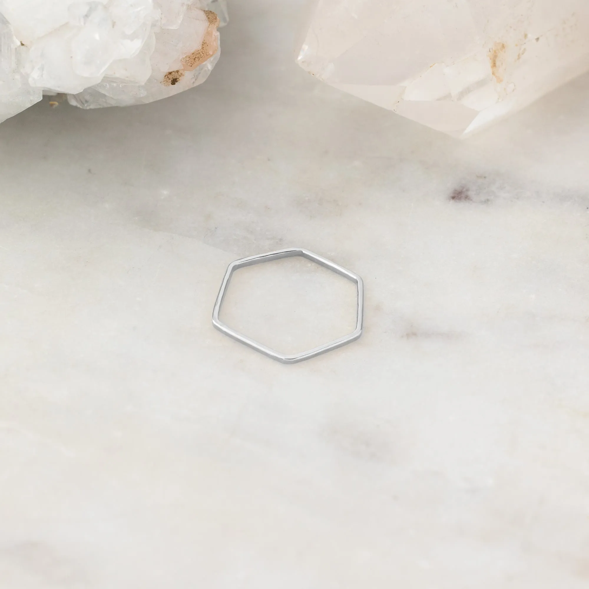 The Hex Stacking Ring | Yellow, Rose or Sterling Silver