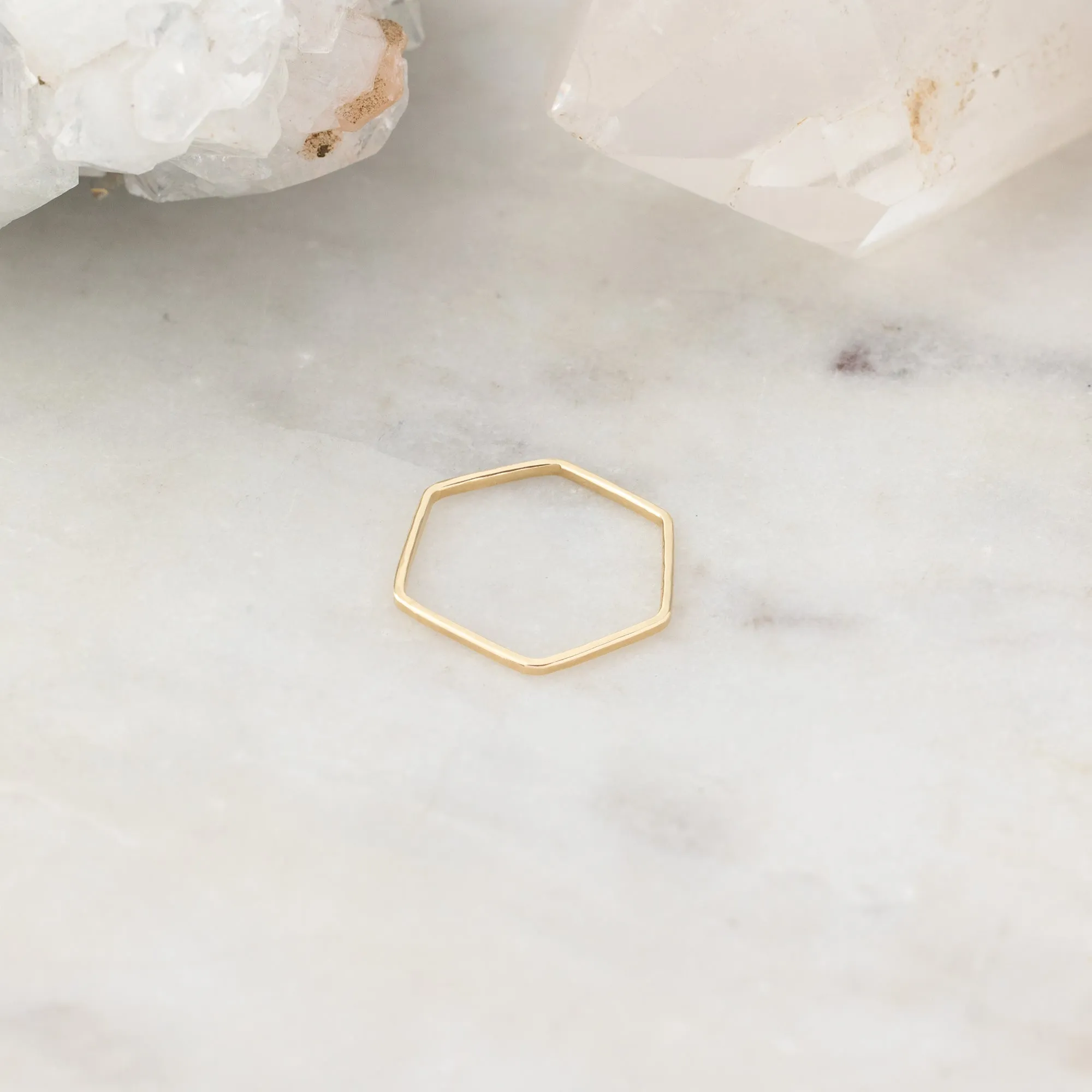 The Hex Stacking Ring | Yellow, Rose or Sterling Silver