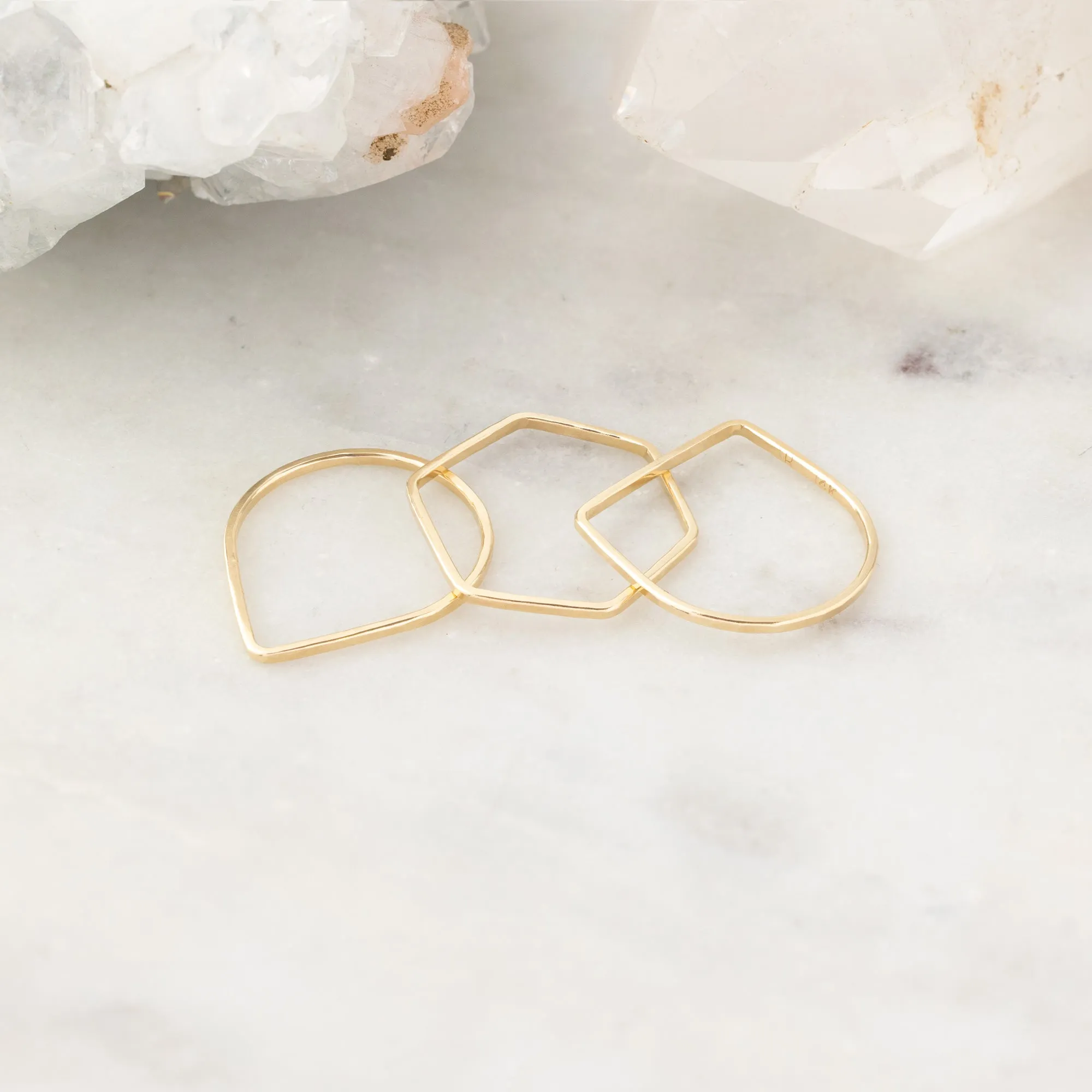 The Hex Stacking Ring | Yellow, Rose or Sterling Silver