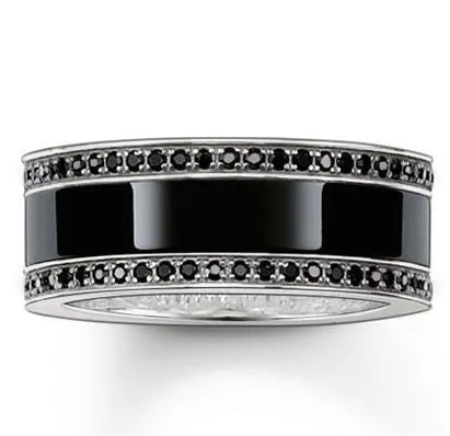 Thomas Sabo Glam And Soul Sterling Silver Black Zirconia Black Ceramic Ring D