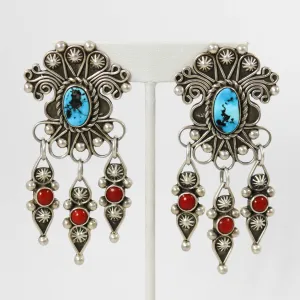 Turquoise and Coral Earrings