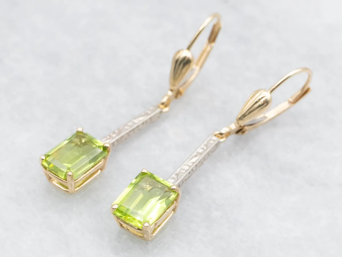 Two Tone Bar Set Peridot Drop Earrings
