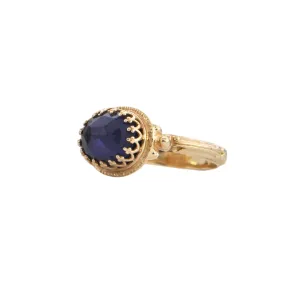 Vintage 'Becky Kelso' Iolite 14K Gold Filigree Engraved Ring