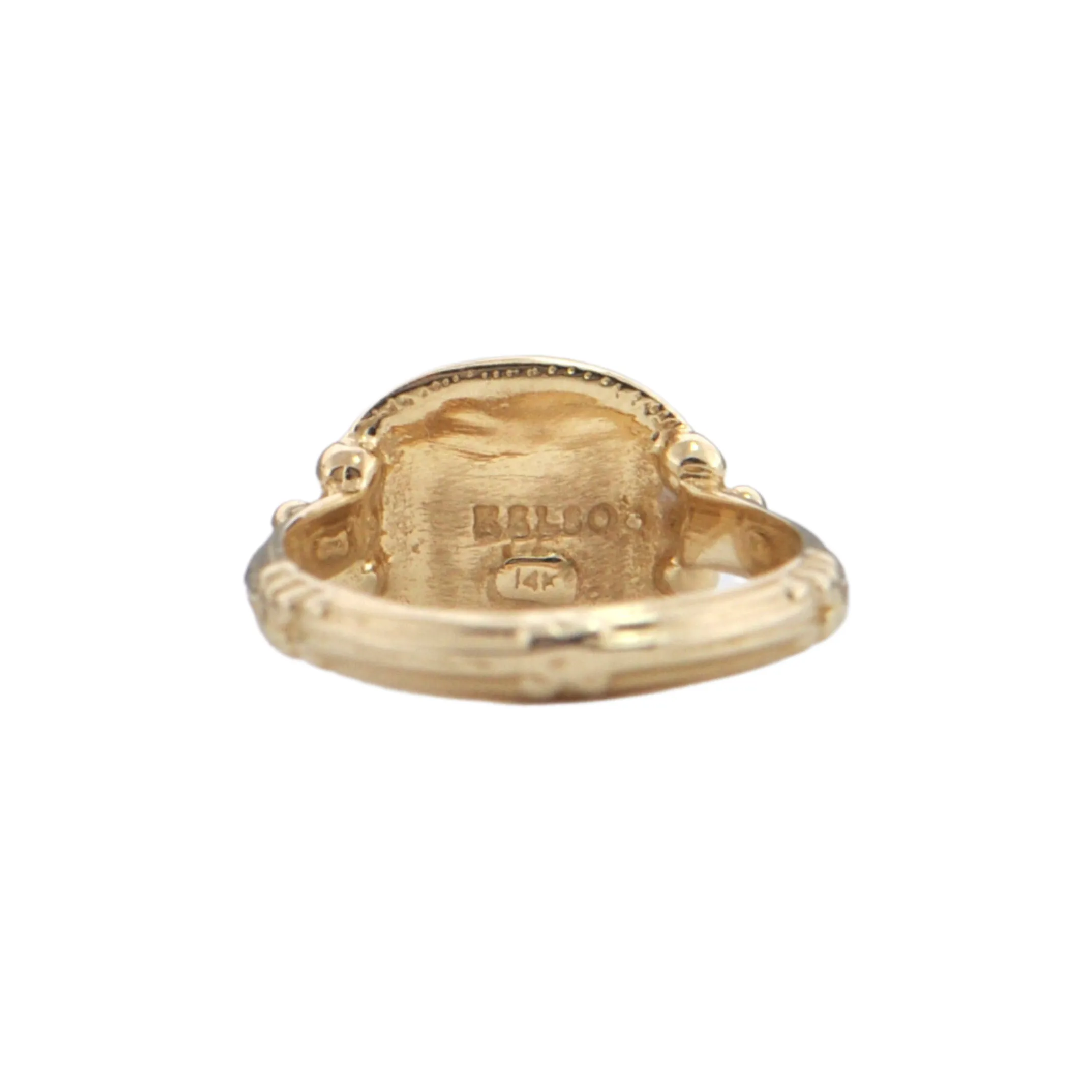 Vintage 'Becky Kelso' Iolite 14K Gold Filigree Engraved Ring