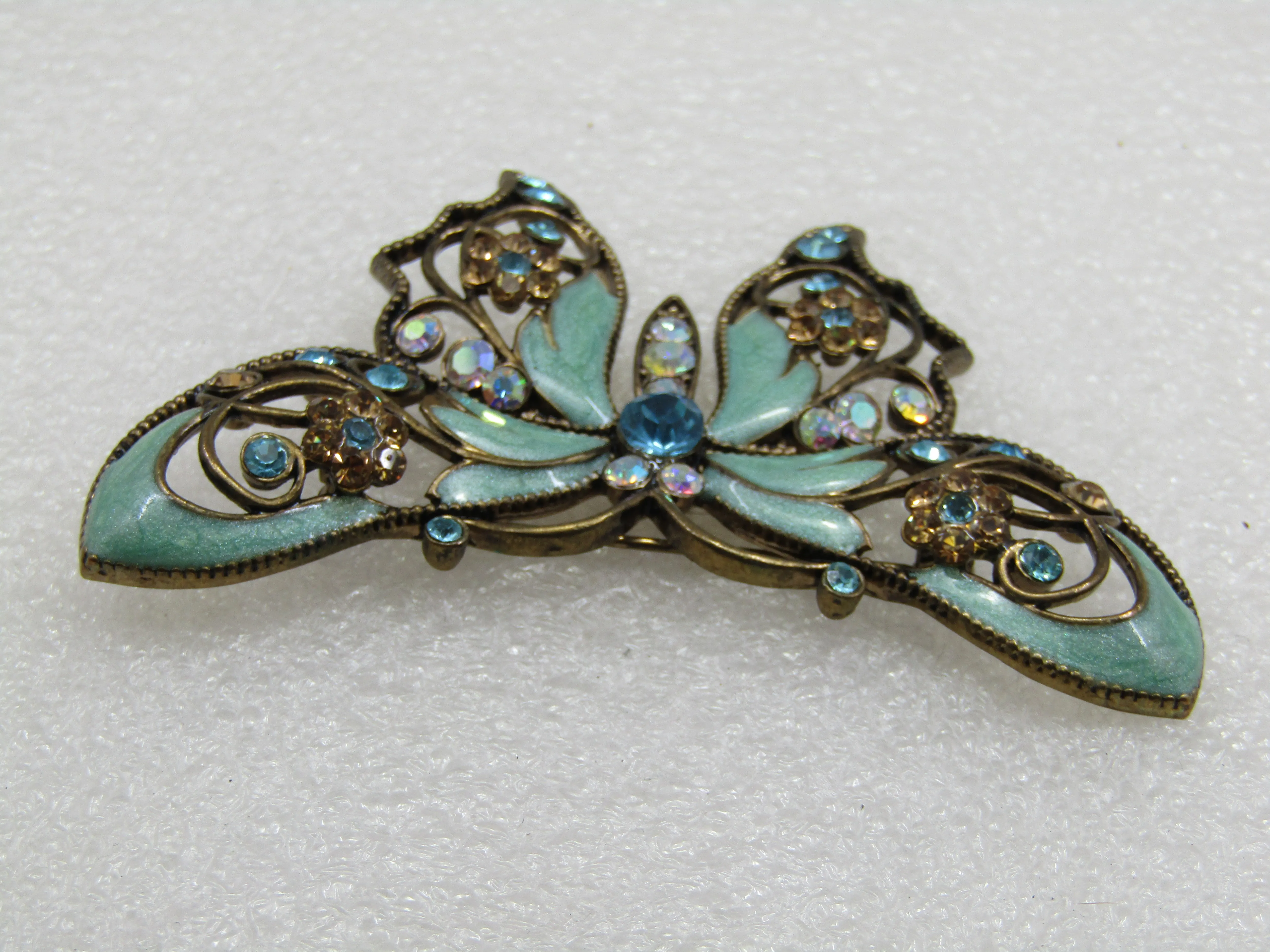 Vintage Enameled Rhinestone Butterfly Brooch, Nina Rici