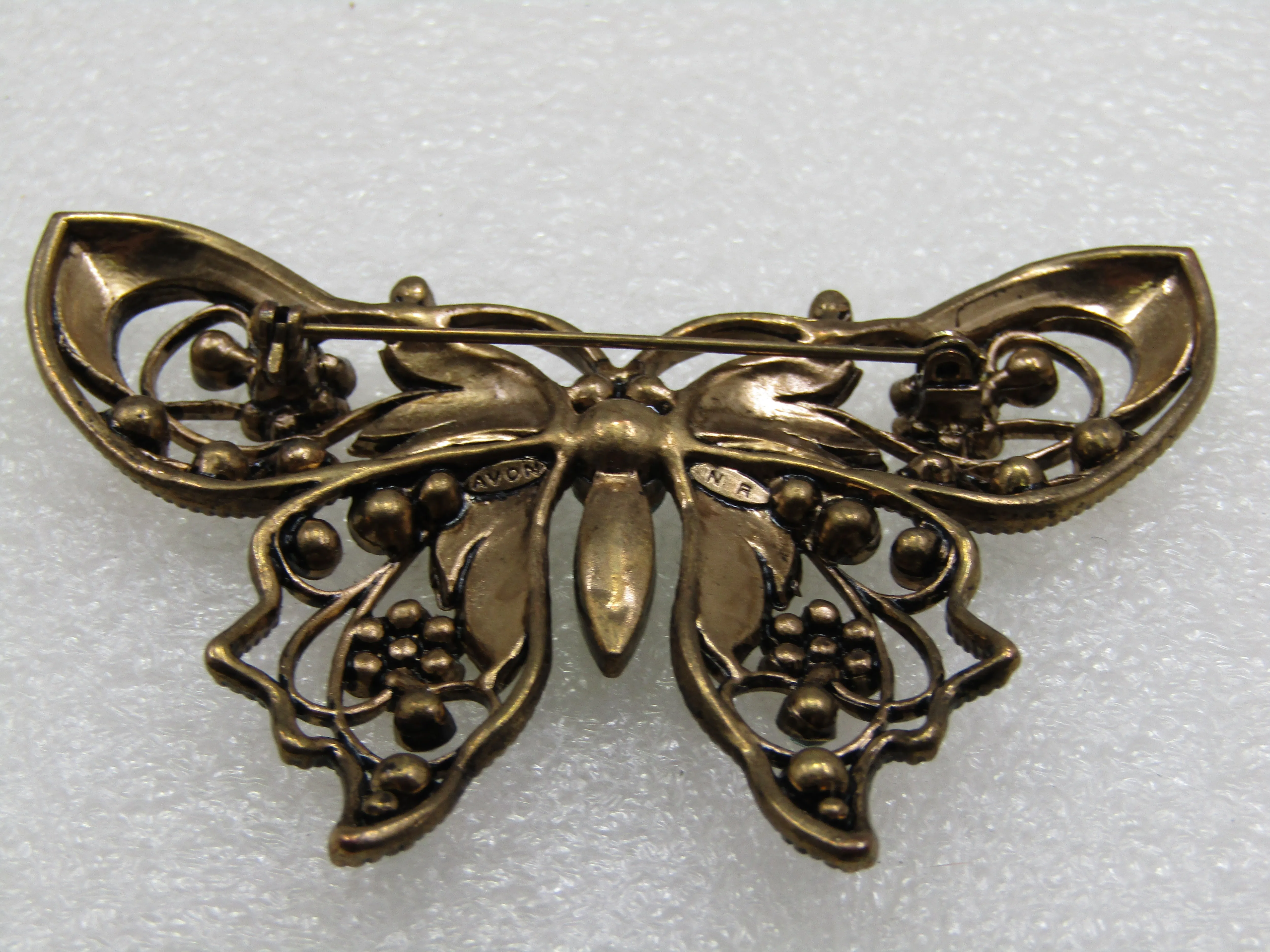 Vintage Enameled Rhinestone Butterfly Brooch, Nina Rici
