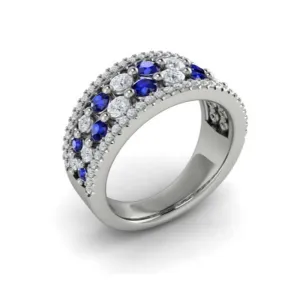 Vlora Adella Collection Blue Sapphire and Diamond Ring in 14K White Gold