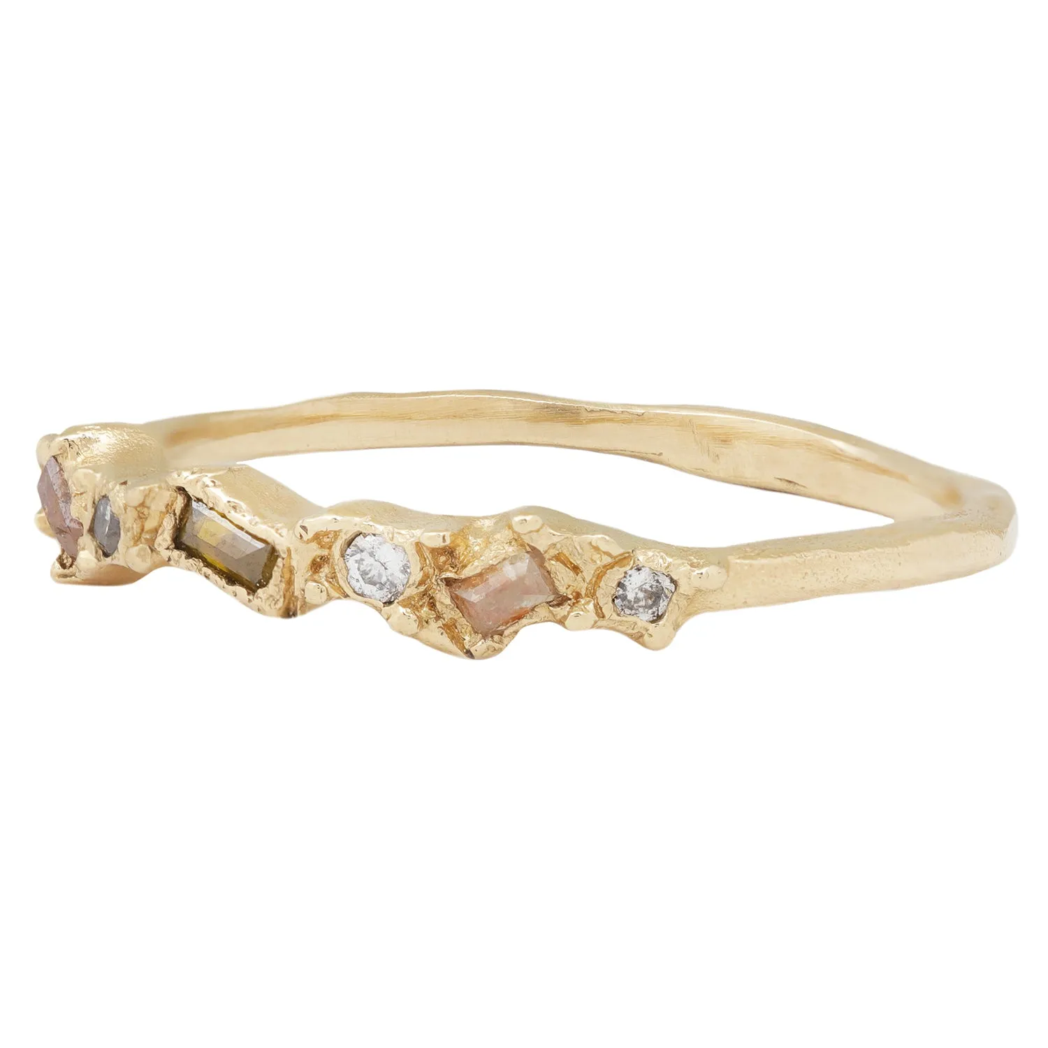 X Gray & Yellow Diamond Scatter Ring