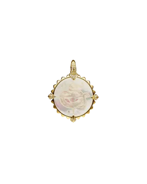 Year Of The Snake Coin Charm | Mother of Pearl, Diamonds and Yellow Gold