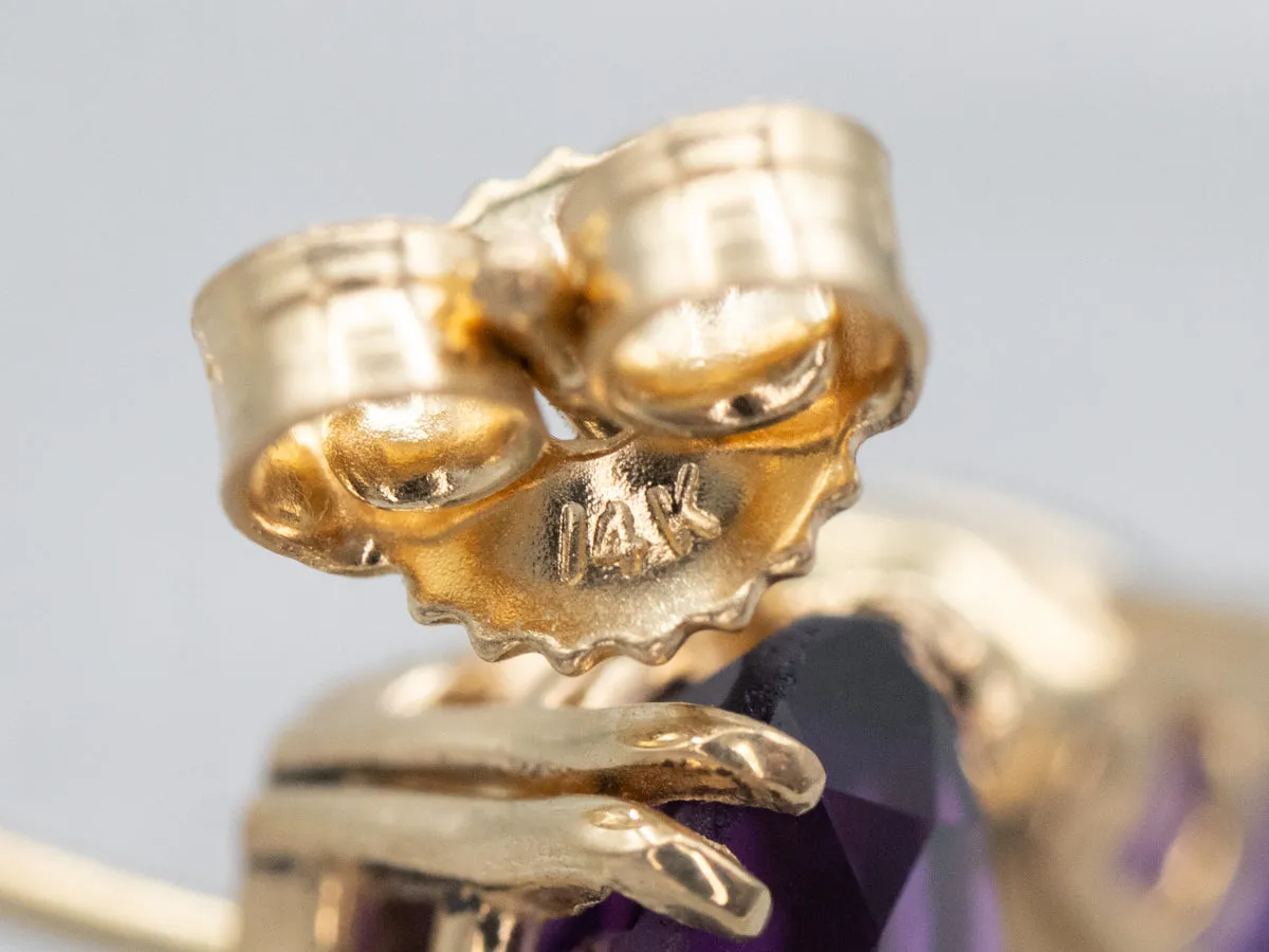 Yellow Gold Amethyst Stud Earrings