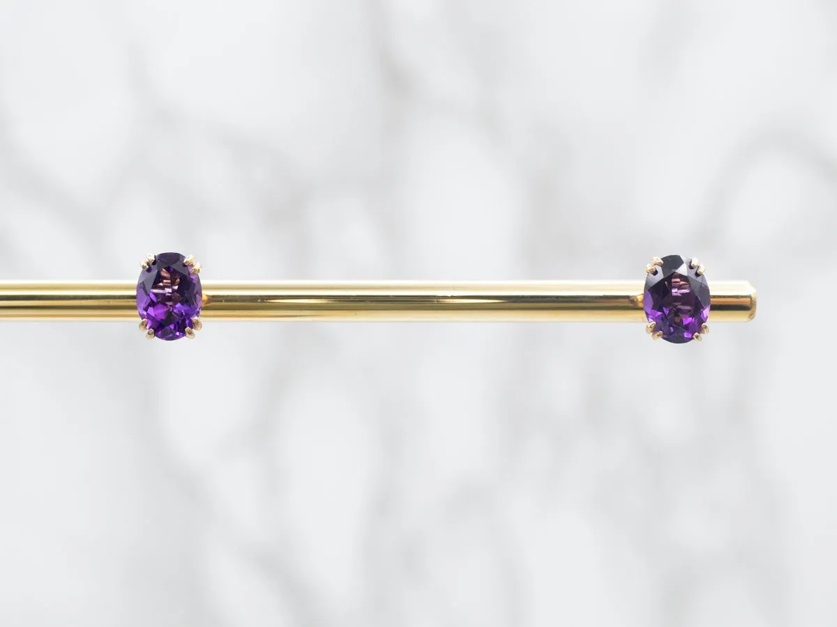 Yellow Gold Amethyst Stud Earrings