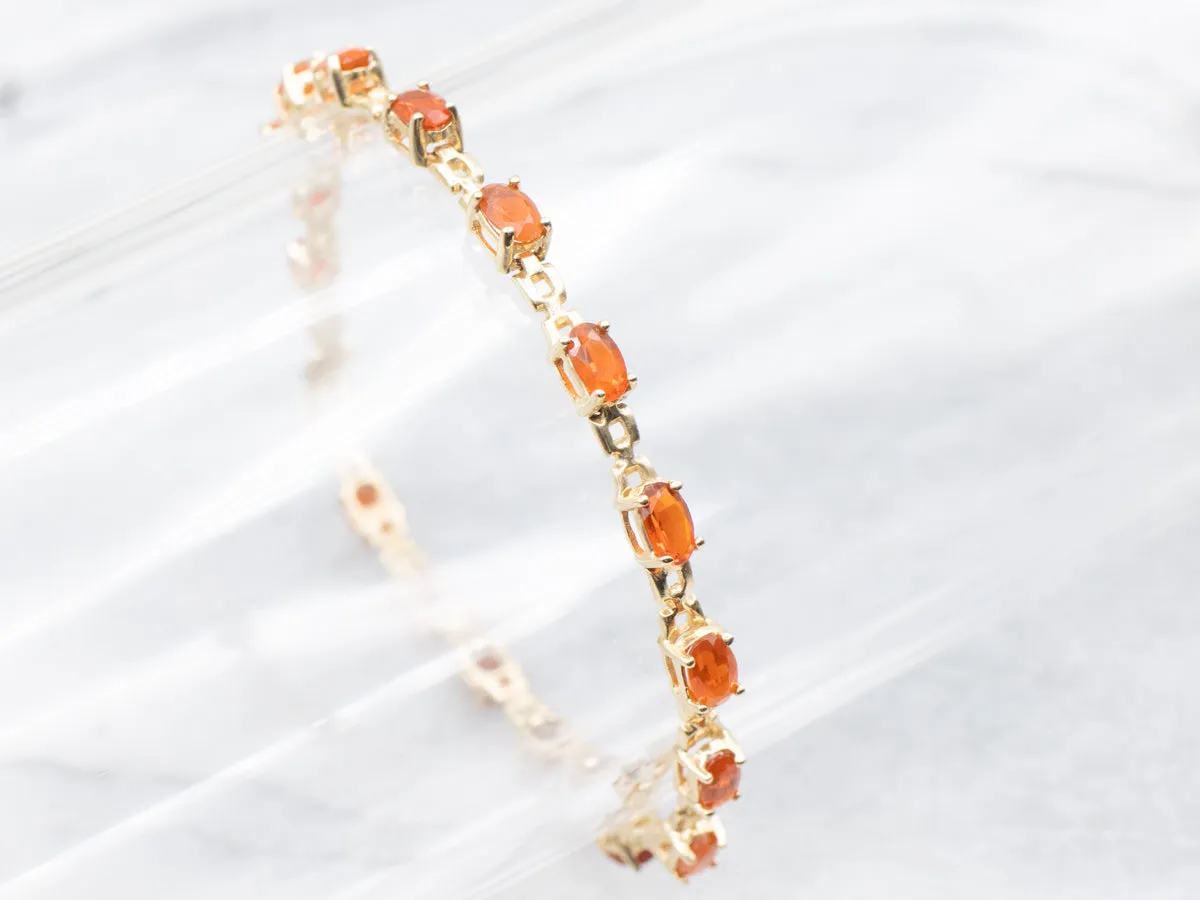 Yellow Gold Fire Opal Tennis Bracelet
